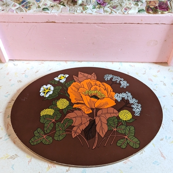 Marks & Spencer Other - Vintage 1970's Pot Holder Casserole Stand Kitchen Counter Top Floral Tray Trivet